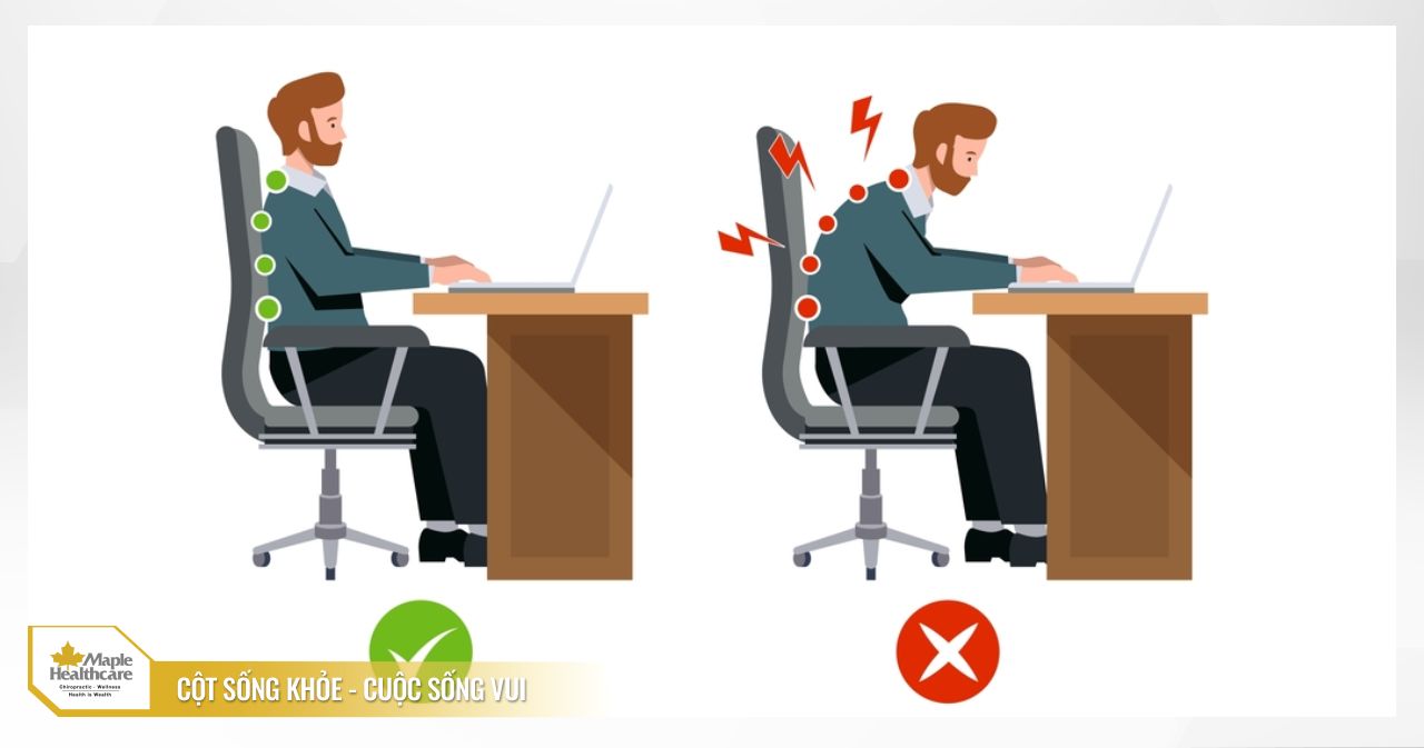 Tư thế ngồi chuẩn tránh gây cong vẹo cột sống